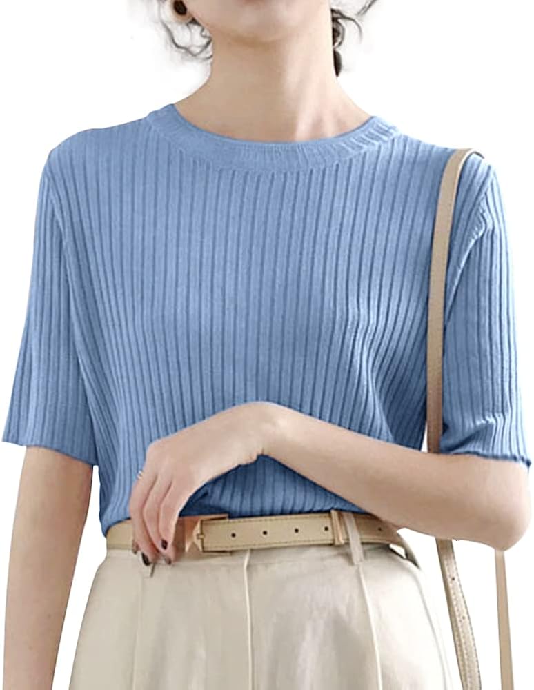 Amazon | [Bidason] ニット レディース サマーニット リブ