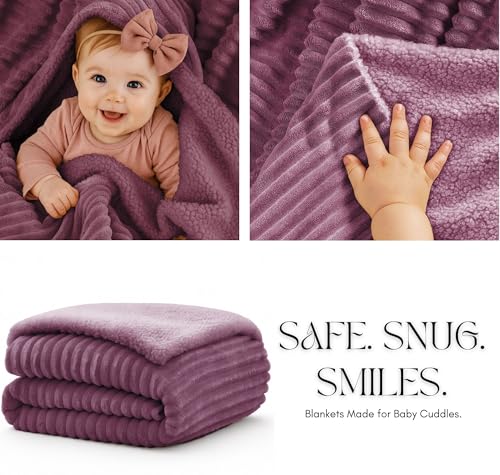 Image of VAS COLLECTIONS Ultra Soft Baby Blanket | Flannel + Sherpa | 2-Layer All-Season AC Sheet for Newborns (0-24 M) - Lavender
