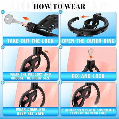 Image of Uoffile Male Chastity Cage Devices, Lightweight Sissy Chastity Cage with 8 Adjustable Cock Rings and Invisible Lock, Man Penis Exercise Bondage Gear & Accessories Couple BDSM Adult Sex Toys Game