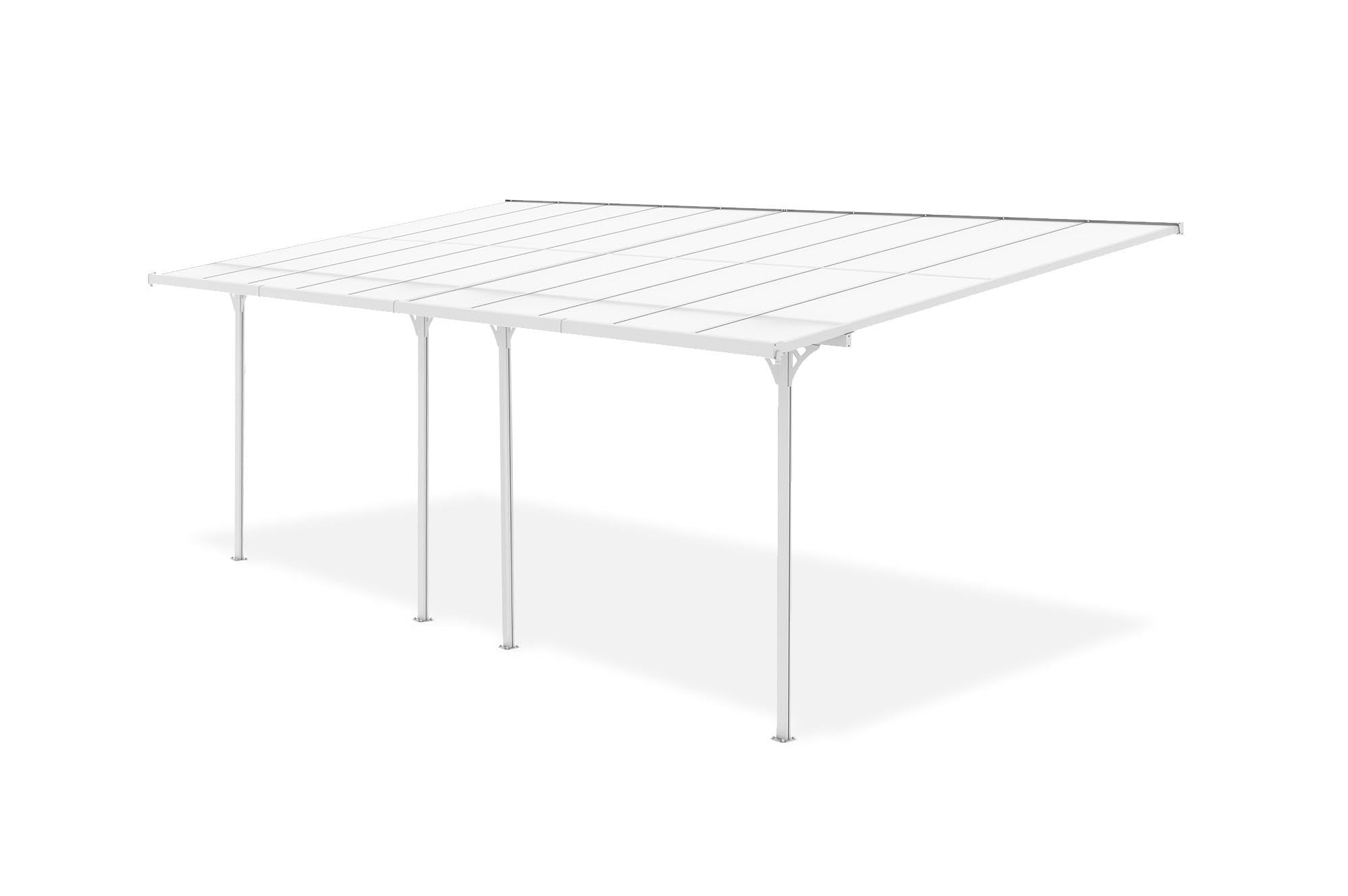 Cazeboo Carport Abri Voiture Toit Terrasse KLEO – 18 m² 6x3 m Aluminium Blanc Polycarbonate Anti-UV – Pergola adossée Robuste Anti-Rouille – Protection Pluie Neige Soleil – 626 x 300 cm
