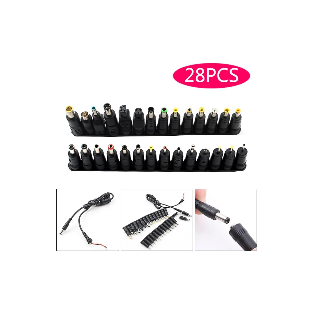 CentIoT - 28 in 1 DC 5.5X 2.1 MM Male DC Jack Socket Connector to 28 Types Male Power Plug (28in1 with Cable) 4
