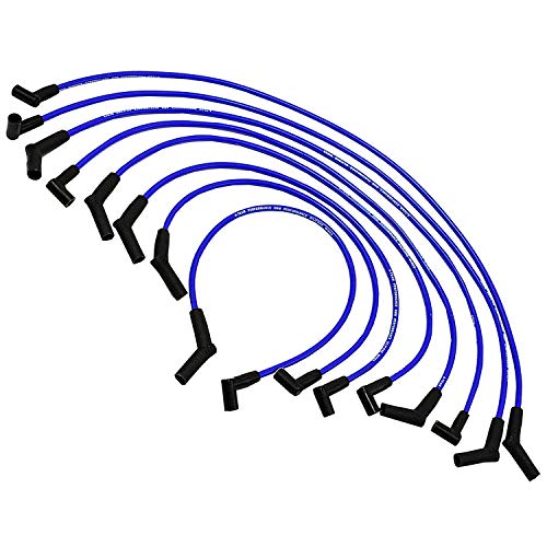 A-Team Performance - Silicone Spark Plug Wires Set - Compatible With Sbf Small Block Ford Valve Cover Wires 221 255 260 289 302 351W Boss 302 Fits Hei Distributor Caps Blue 8.0Mm #TOP3