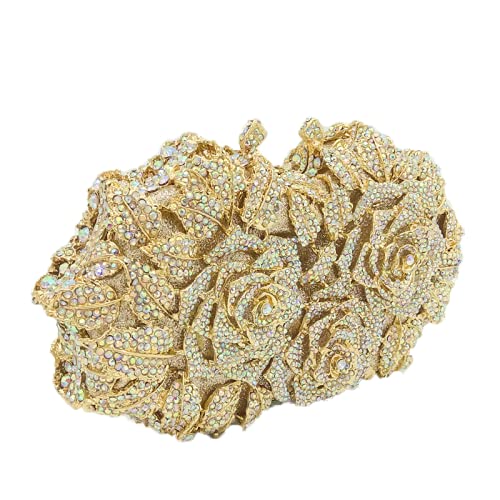 Image of Boutique De FGG Mini Flower Evening Bags For Women Formal,Party Rhinestone Clutch Purses,Wedding Floral Crystal Clutch Bag