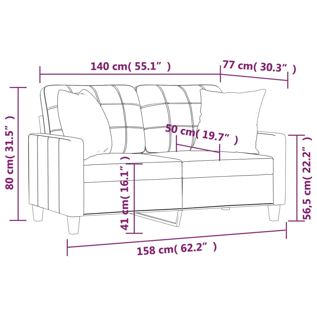 Homgoday Divano a 2 Posti Con Cuscino Decorativo, Relax, per Ospiti, Imbottito, Moderno - per Soggiorno, Camera da Letto, Ufficio, Appartamento - Grigio, 140 cm