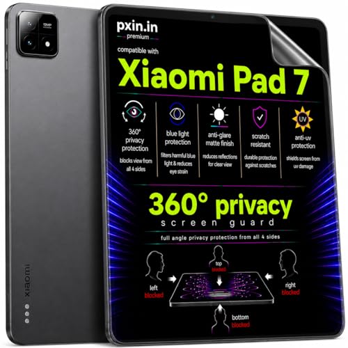 Image of Pxin 360 Pro Privacy Screen guard compatible with Xiaomi Pad 7 | Anti Glare | Anti UV | Anti Blue | Anti Reflection | Privacy Filter | Unbreakable Build