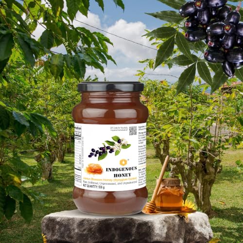 Image of INDIGENOUS HONEY Organic Jamun Honey Pure Unprocessed 17.64 Glass Jar