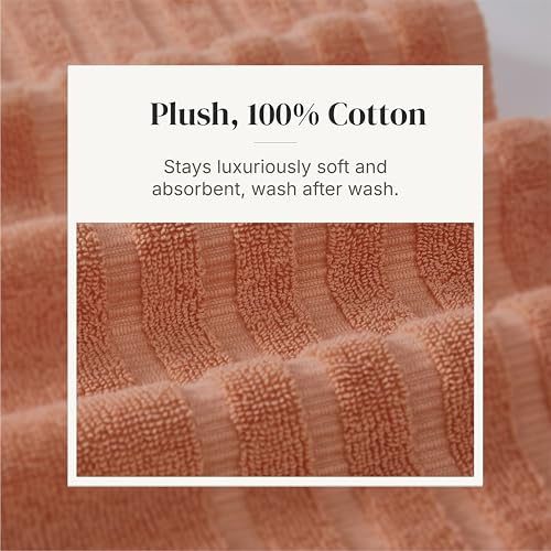 Image of Modern Threads 6 Piece Bath Towel Set - Bathroom Set with 2 Bath Towels, 2 Hand Towels, and 2 Wash Cloths - 100% Cotton, Super Absorbent & Extra Soft - Reversible Classic Diamond (Rust Orange)