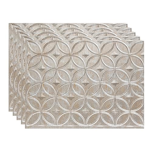 FASÄDE Rings Decorative Vinyl 18in x 24in Backsplash Panel in Vintage Metal (5 Pack)