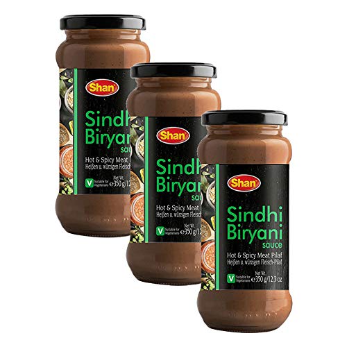 Shan Sindhi Biryani Cooking Sauce 12.3oz (350g) Pack of 3 - Simmer Sauce for Hot & Spicy Meat Pilaf - Easy to Cook Delicious Meal at Home - Suitable for Vegetarians