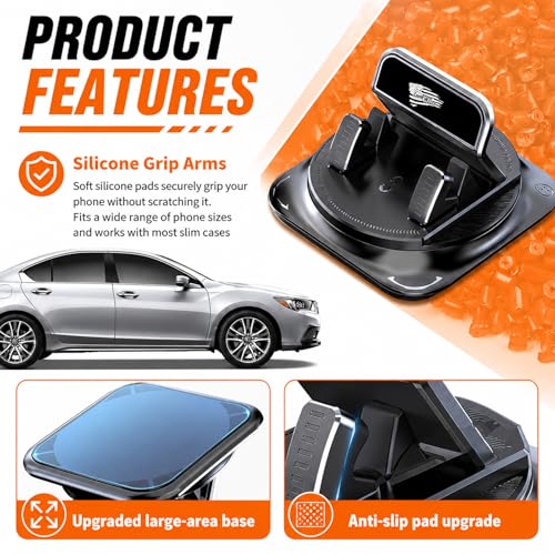 TSIEBRV Car Dashboard Phone Holder with Land of Free,360° Rotatable Car Phone Holder Mount with Strong Self‑Adhesive,Universal Anti‑Slip Cell Phones Cars Mount for Horizontal & Vertical Place - image 3
