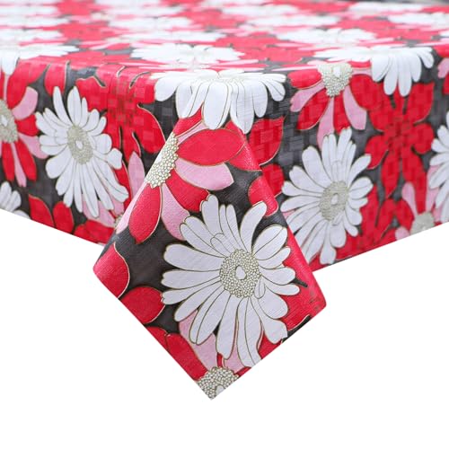 Image of Dakshya Industirs PVC Waterproof Table Cover 36x54 Inch Floral Printed Center Table Cover Washable Plastic Table Sheet Oilproof Dining Table Cover for Coffee Table Living Room Home (Decorative Petal)