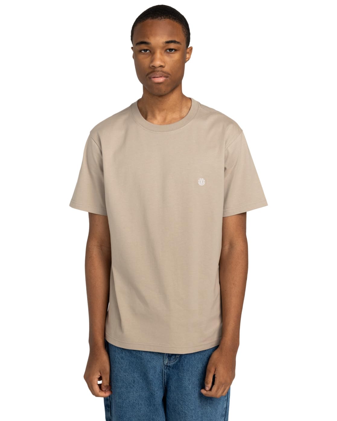 Element Icon Embroidery - Short Sleeve T-Shirt - Men - Beige.