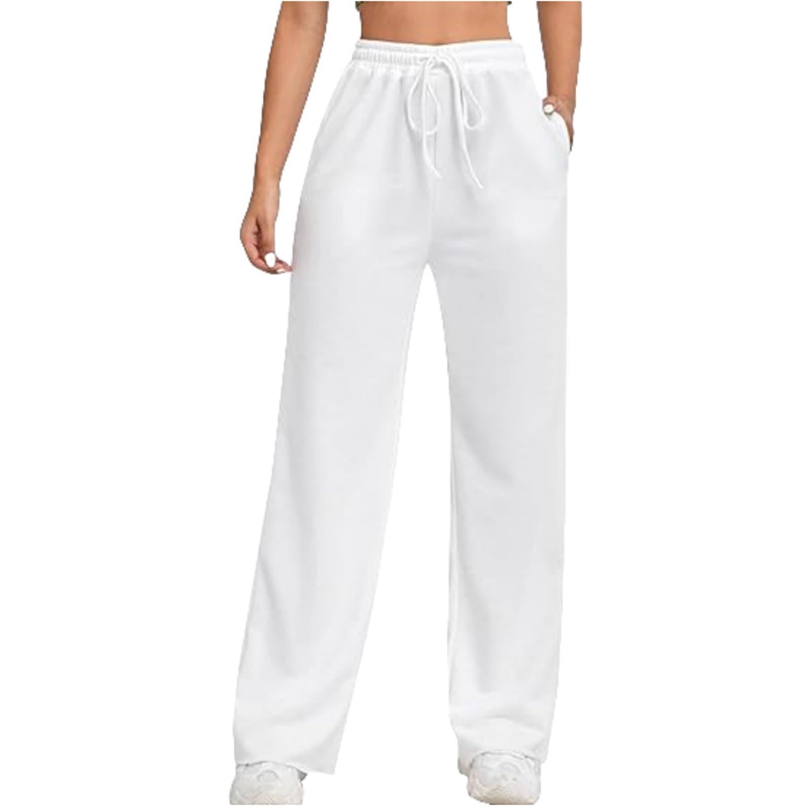 Pantalon de jogging long en coton blanc uni taille XS à poches - 7