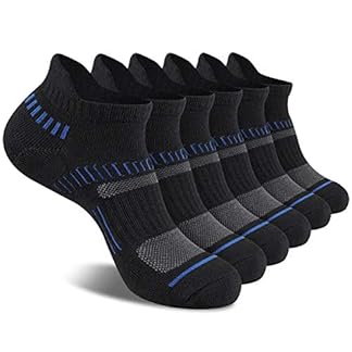COOPLUS Men's Ankle Socks - Cushioned, Breathable, Low Cut with Arch Support (6 Pairs)
