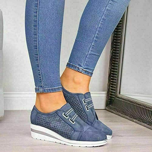 Comfy - Elegant Orthopedic & Extremely Soft Shoes Women Slip On Trainers Sneakers Pumps Ladies Breathable Comfy Loafers (Blue,8)