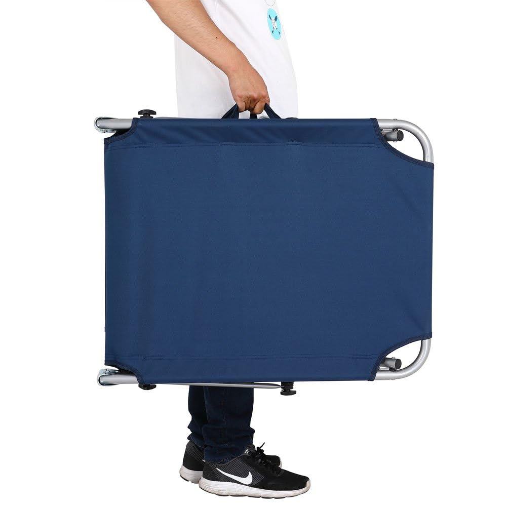 BAKAJI Lettino Prendisole con Tettuccio Parasole Sdraio Pieghevole Salvaspazio, Schienale Regolabile, Struttura in Metallo e Tessuto in Poliestere per Mare Spiaggia Piscina (Blu)