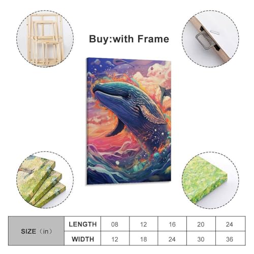 Tableau impression sur toile baleine d'art abstrait 50x75cm - 2
