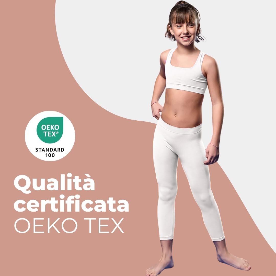 FOCENZA Leggings Bambina o Bambino in Microfibra | 3 Pezzi | Vari Colori | Pantacollant Unisex | Ideali per Lo Sport | Made in Italy