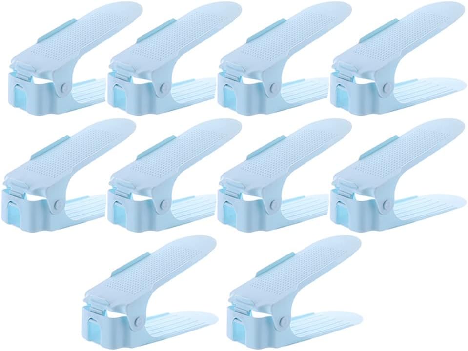 Shoe Holder 10 Piece Shoes Stacker, 3 Heights Shoe Rack Finishing Rack Household Adjustable Plastic Shoe Holder Dormitory Shoe Space Saving, Non-Slip (Color : D) (A)