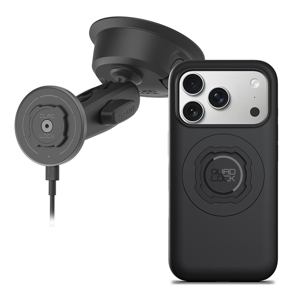 Quad Lock Wytrzymały uchwyt samochodowy na telefon z osłoną MAG i bezprzewodową głowicą ładującą MAG do iPhone'a 17 Pro
