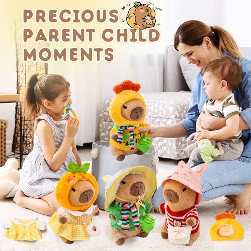 Image of Capybara Plush for Boys Girls Birthday Dress Up Cute Plushies,10 Pcs Set,9 Clothes and Accessories Kawaii Stuffed Animal Plushie Toy, Soft Peluche Doll for Kids 10.2 in