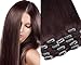 Produktbild Clip In Extensions Set für komplette Haarverlängerung 100% Echthaar 7 teilig 70g hochwertigeres Remy Haar 40 cm Clip-In Hair Extension Nr. 4 schokobraun braun