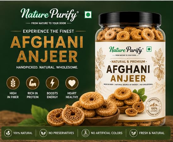 Image of Nature Purify Premium Afghani Anjeer 250gm | Soft Juicy Dried Figs Dry Fruit | Rich Source Of Fiber | Low in Fat Healthy Snack Jar Pack Of 1 | Perfect for Gift