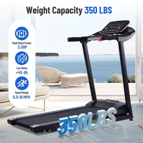 Image of Walking Treadmill, Electric Foldable Quiet Treadmill for Home Office Small Space Portable Walking Treadmill with Long Handrail and Shock Absorption & LED Display for Home