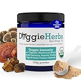Immunity for Dogs by Doggie Herbs | Organic Mushrooms Complex and Human Grade Dog - Canine Health & Immunity Herbs for Dogs Herbal Supplements - Powder Container w Herbal Blend - 100g w Dosage Scoop