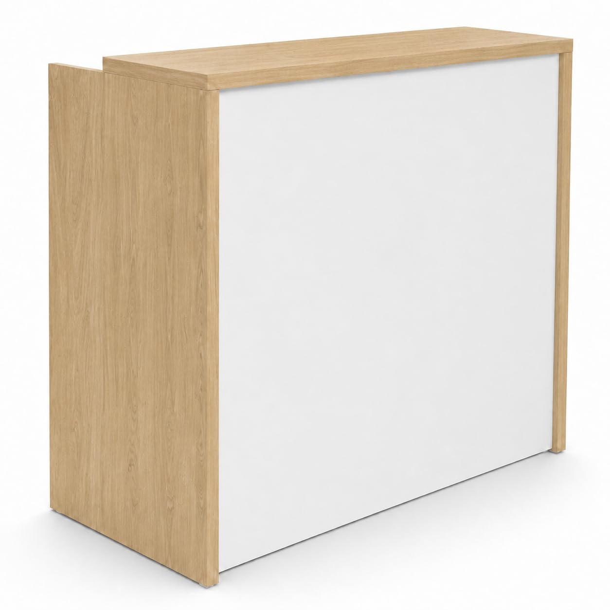 Genérico OFILIKE. Mostrador de Recepción para Oficina, Mesa Mostrador de Melamina 25 mm, Roble con Frontal Blanco (140cm Ancho)