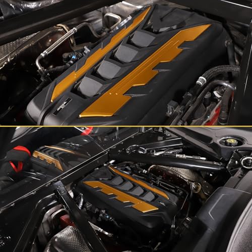 Image of CHEAYAR Engine Bay Panel Cover Compatible with Chevrolet Corvette C8 2020-2023, Engine Shroud Cover Panel Trims, C8 Accessories 2PCS (Engine Compartment Cover-Yellow)