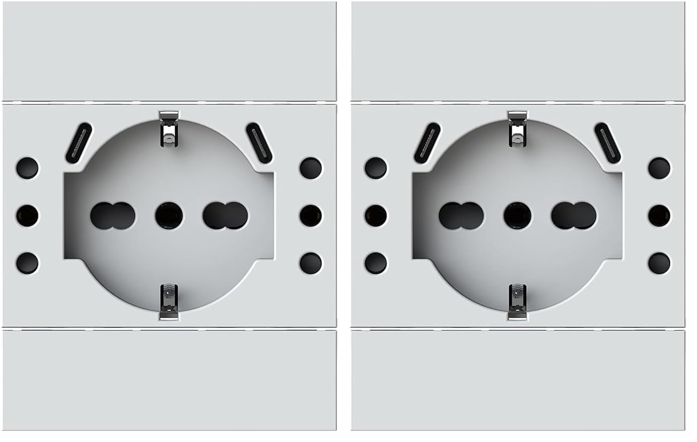 4box – Presa multipla da incasso USB P503 compatibile Bticino® Living NOW™, con 4 prese elettriche e 2 porte USB-C 3.0 per ricarica rapida. Installabile in scatola 503. Colore Bianco (Confezione da 2)
