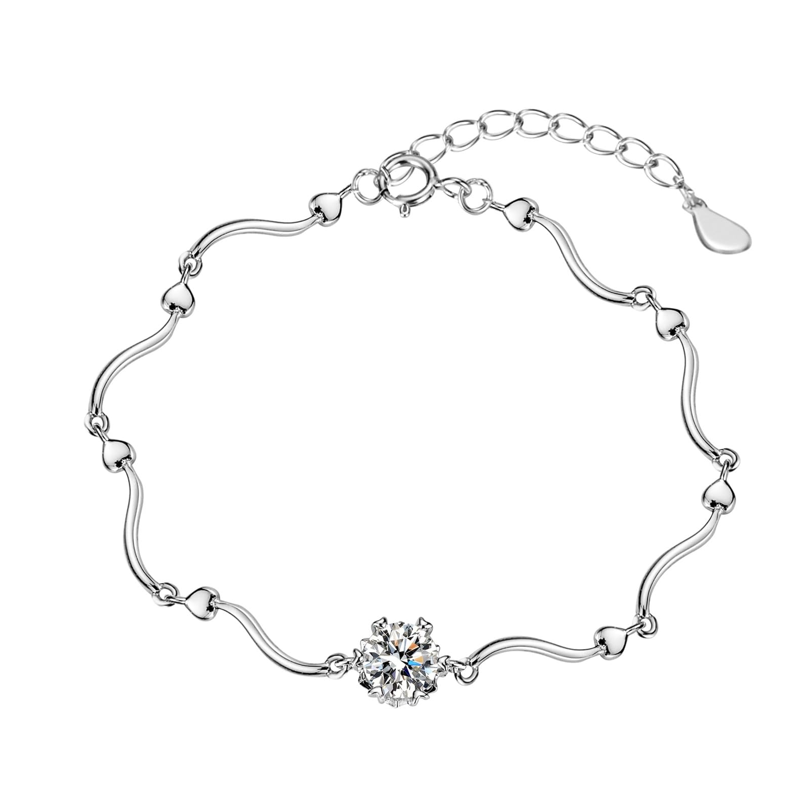 KnSam Pulseras de oro auténtico para mujer, oro 750 de 18 quilates, brazalete para mujer, pequeño, clásico, con diamantes creados en laboratorio, PT950