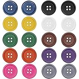 Raydodo 50 PCS 25mm 1 Inch Buttons for Crafts, Large Buttons 4 Hole Round Sewing Buttons Mixed Spray Colored Craft Buttons for Sewing Scrapbooking and DIY Crafts (Each Color 5 Pcs)