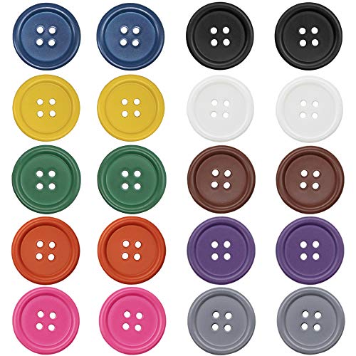Raydodo 50 Pcs 25Mm 1 Inch Buttons For Crafts, Large Buttons 4 Hole Round Sewing Buttons Mixed Spray Colored Craft Buttons For Sewing Scrapbooking And Diy Crafts (Each Color 5 Pcs) #TOP23