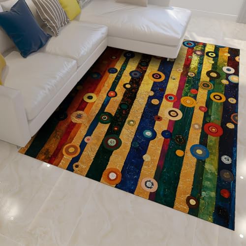 Tapis lavable 60x90cm antidérapant avec motif de cercle géométrique - 3