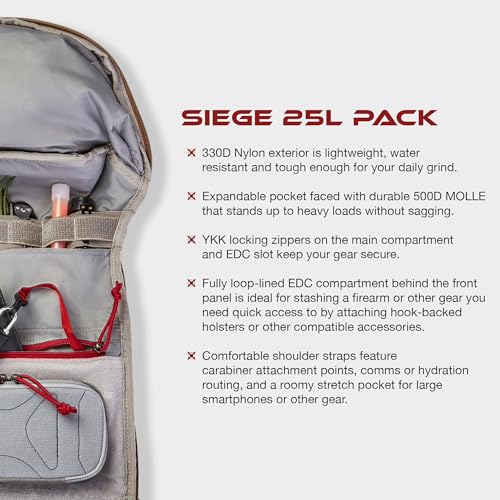 Image of Vertx Siege Backpack - Durable, Water-Resistant with Multiple Compartments for Hiking, Travel, and Everyday Use, Wolf Grey - One Size