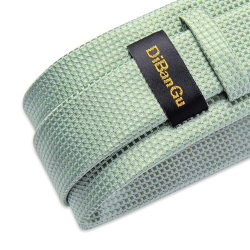 Image of DiBanGu Mens Solid Color Tie and Pocket Square Set Woven Silk Plain Necktie & Handkerchief for Men Wedding Party Formal
