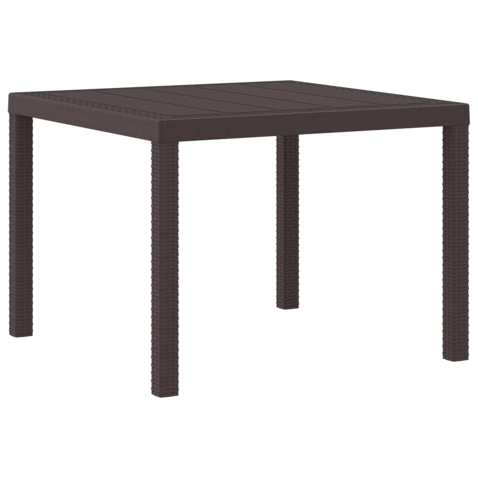 vidaXL Garden Table Brown 100 x 100 x 73 cm Poly Rattan, Garden and Terrace, Modern Rectangular Dining Table, Weather-Resistant Outdoor Furniture, Large Gathering Setup — image 1