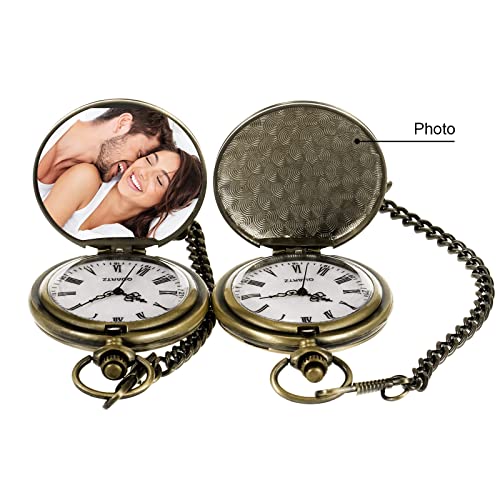 Image of TREEWETO Mens Engraved Pocket Watch Gifts for The Groom from Bride Pocket Watches Wedding Gift for Groom Husband Man on Wedding Day
