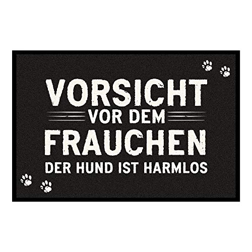 4you Design Fußmatte 50x75cm Vorsicht vor dem Frauchen.., Lustiges Geschenk für Hundebesitzer,...