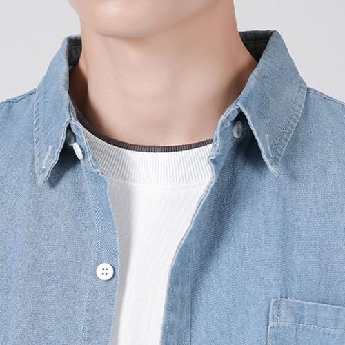 Men's Spring Fall Denim Jacket Casual Button Down Long Sleeve Jean Jacket Lightweight Loose Fit Trucker Coat2