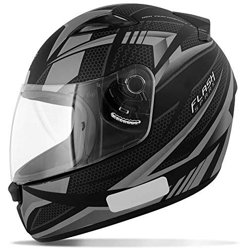 Capacete EBF Capacetes New Spark Flash 58/Preto Fosco/Prata