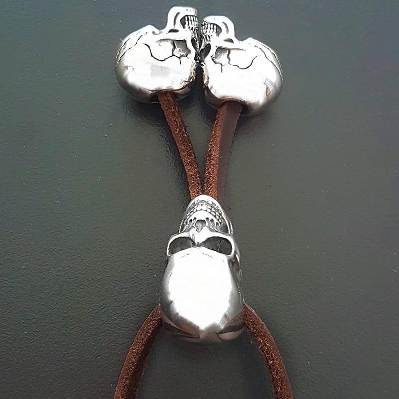 Gothic Bolo Tie for Men & Women, Two Sliding Steel Beads, Ultra-Soft Suede Cord, Adjustable Biker Rocker Accessory
