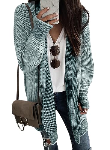 Image of Sidefeel Cardigan Sweaters for Women 2026 Fall Outfits | Soft Cozy Warm Cardigans, Checkered Long Sleeve Open Front, Chunky Knit Oversized Sweater Coats, Casual Office Wear