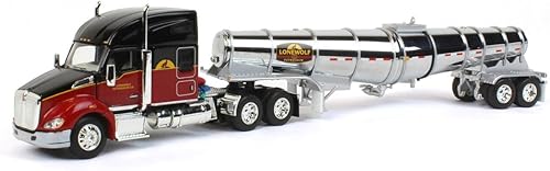 DCP First Gear Lonewolf Petroleum - Kenworth T680 con techo medio de 76 pulgadas y remolque de tanque de caída profunda polar 164
