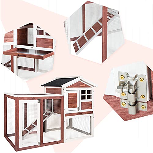 Rabbit Cage, 48.4" Outdoor Wooden Chicken Coop, Hutches For Rabbits, With Ventilation Door, Pull Out Tray And Ramp, For Rabbits, Chickens, Cats, Small Animals #TOP2