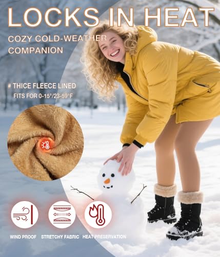 Image of MERYLURE Fleece Lined Tights Women, Winter Warm Opaque Thermal Pantyhose, High Waisted Thick Control Top Leggings