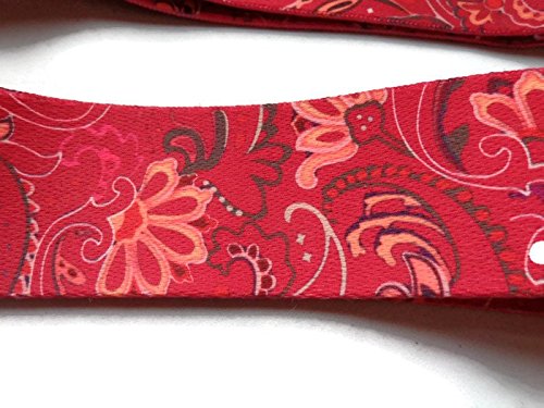 New Red Paisley Retro Bandana Hippie Acoustic Electric Guitar Strap Real Leather #TOP5