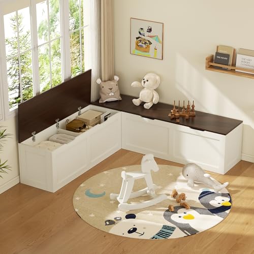 YUUIJOAA L Shaped Bench with Storage, 63' Breakfast...